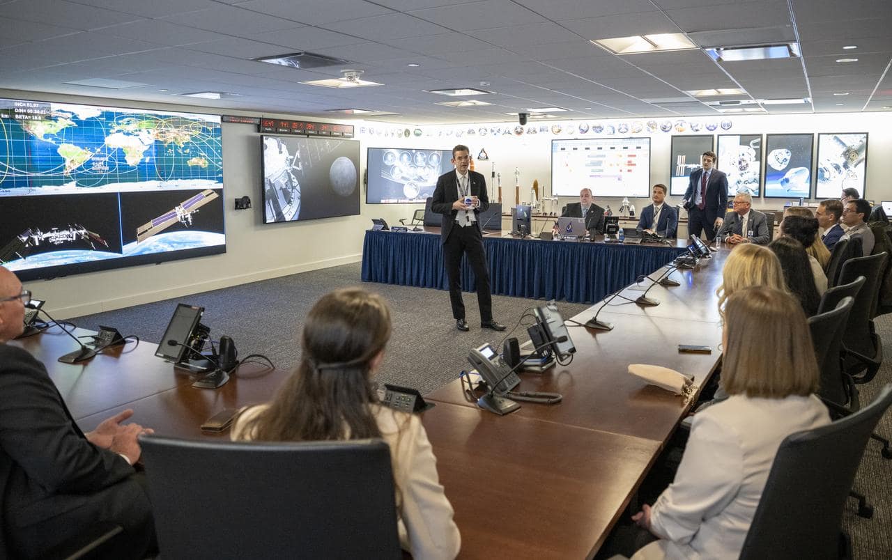 NASA Administrator Jared Isaacman at headquarters with Embry-Riddle 20 Twenties honorees.