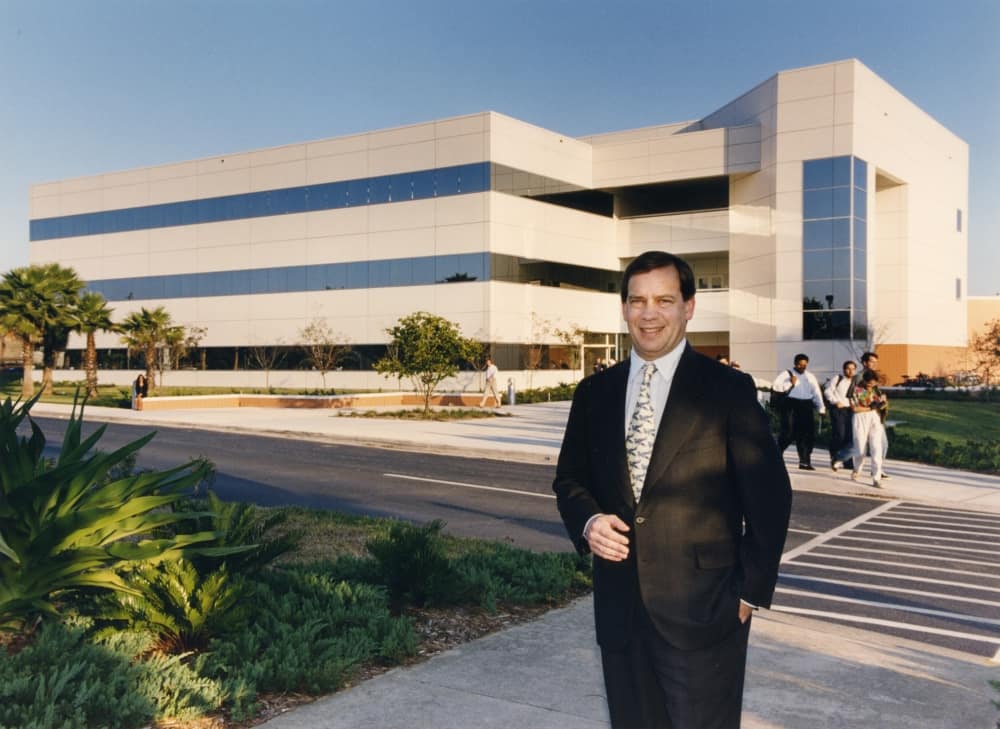 Sliwa in front of Embry-Riddle's Lehman building.