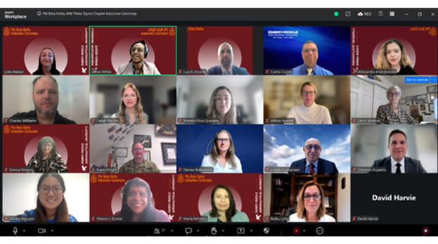 A collage of callers on a video call