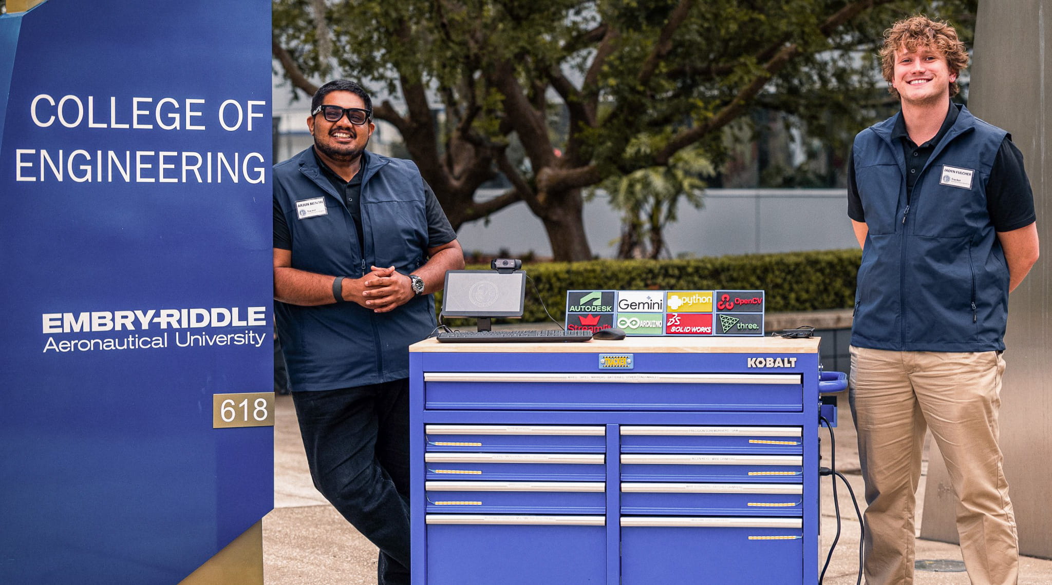 Arjun Menon, Jadyn Fulcher and their Eagle peers designed a tool-tracking system for Embry-Riddle’s Robotics Lab.