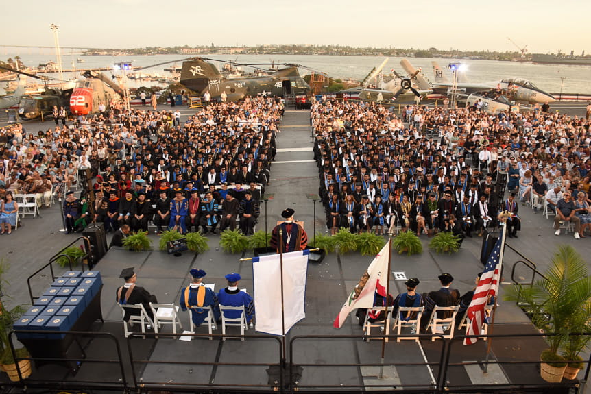 Commencemnet ceremony aboard USS Midway Museum