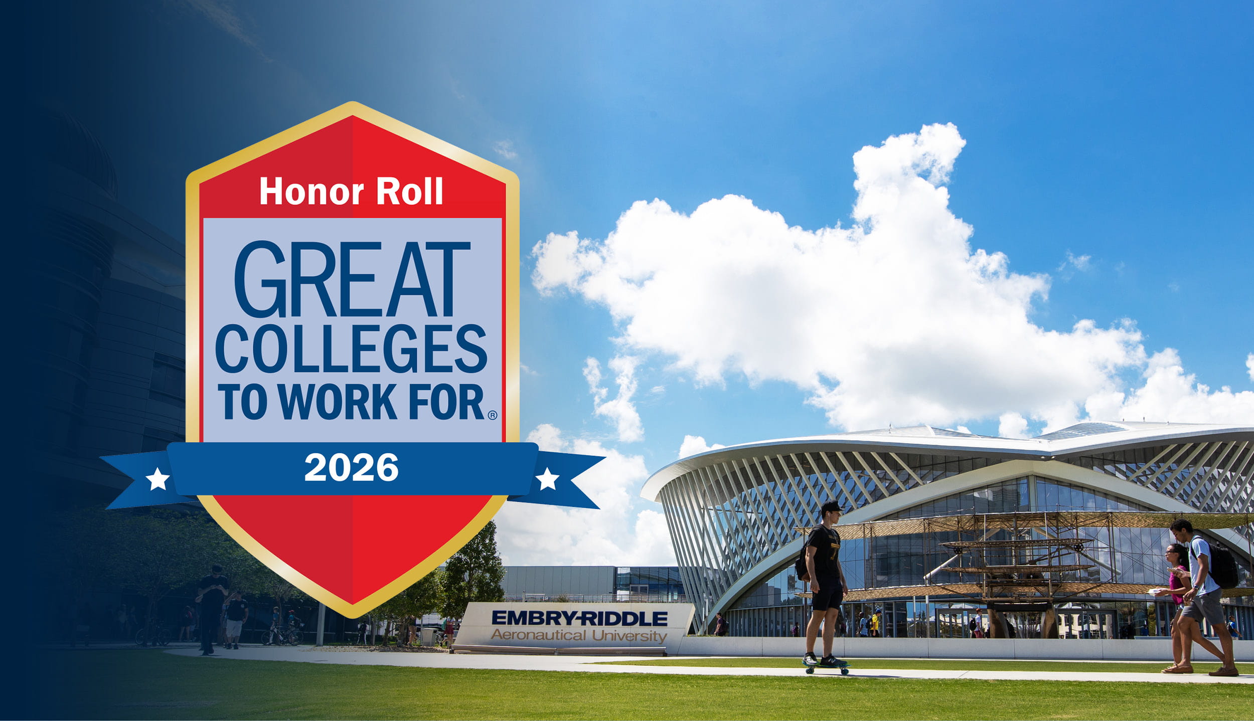 Embry-Riddle Campus with the Great Colleges to Work For badge