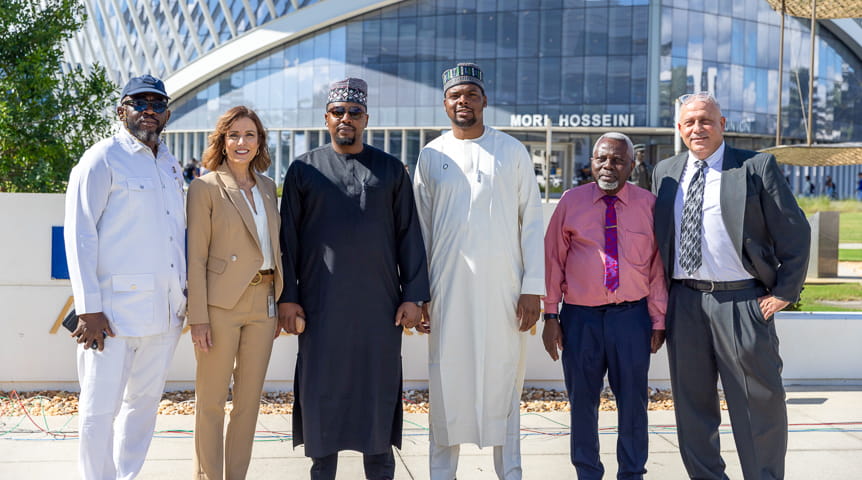 Delegates from AAAU and the Nigerian Federal Ministry of Aviation and Aerospace Development at Embry-Riddle with Angela Albritton, director of Military Relations and Strategic Initiatives for Embry-Riddle Worldwide