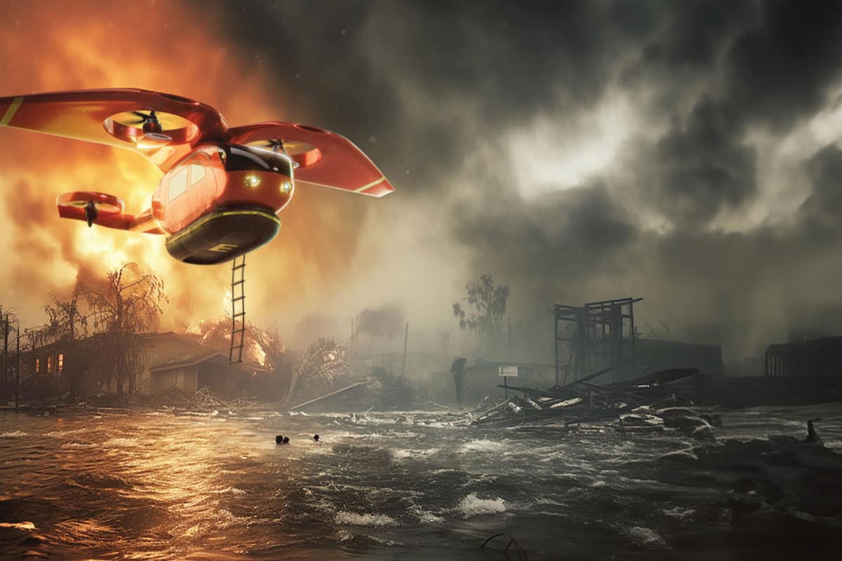 Rendering of flying ambulance.