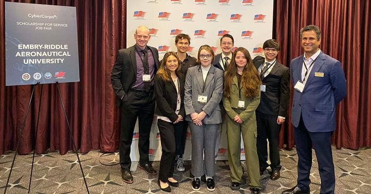 Samuel DeKemper and his fellow cybersecurity scholarship recipients from Embry-Riddle’s Prescott Campus recently attended a job fair and networking event in Washington, D.C.