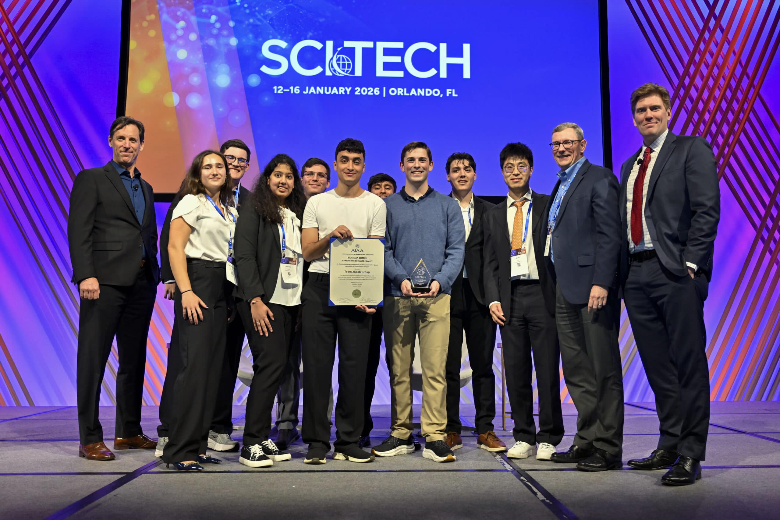 Embry-Riddle XDLab Team wins third annual capture-the-satellite competition at AIAA SciTech Forum 2026. (Photo: Courtesy of Aerospace America/David Becker))