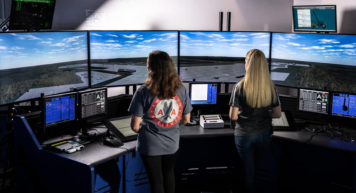 Embry Riddle Aeronautical University students learn in the university’s newly upgraded Tower Lab. (Photo: Embry Riddle/Bill Fredette-Huffman)