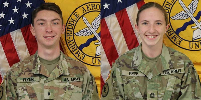 U.S. Army ROTC cadets Michael Flynn and Lilyanne Pepe