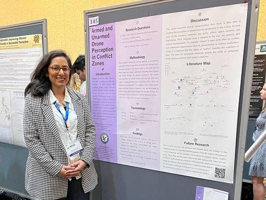 Graduate student Nazish Chunara presents her work at the 2023 National Conference for Undergraduate Research 