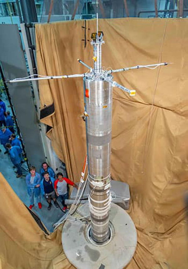 SpEED Demon sounding rocket payload with booms deployed after spin testing