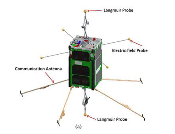 A diagram showing cutout CAD models of the DICE CubeSat