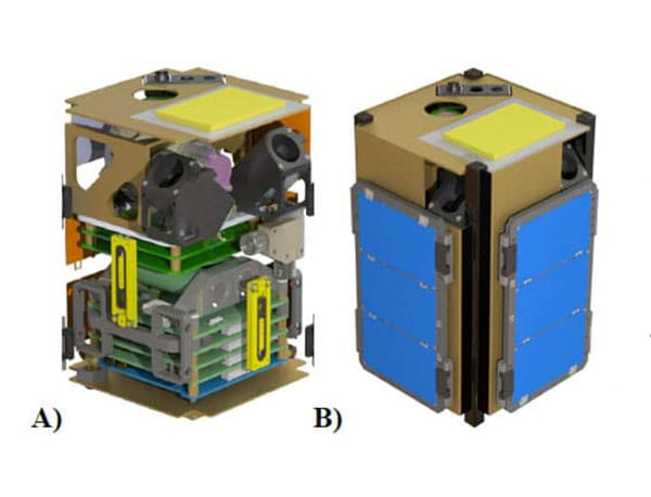 A diagram that shows the various parts and functions of the LLITED CubeSat