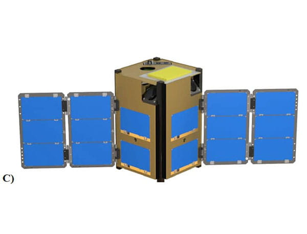 A diagram that shows the various parts and functions of the LLITED CubeSat