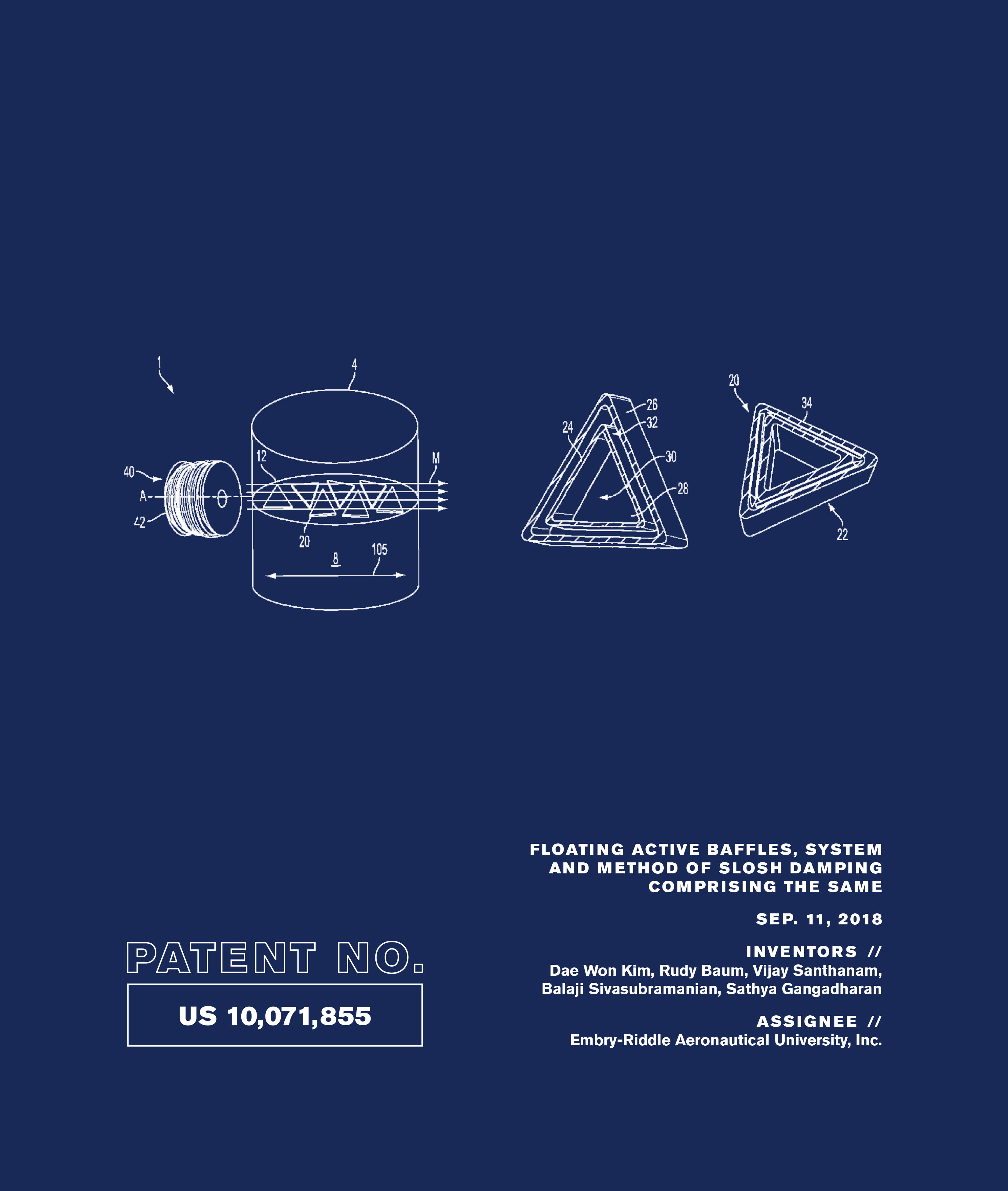 Patent No. US 10,071,855: Floating Active Baffles, System and Method of Slosh Damping Comprising the Same
