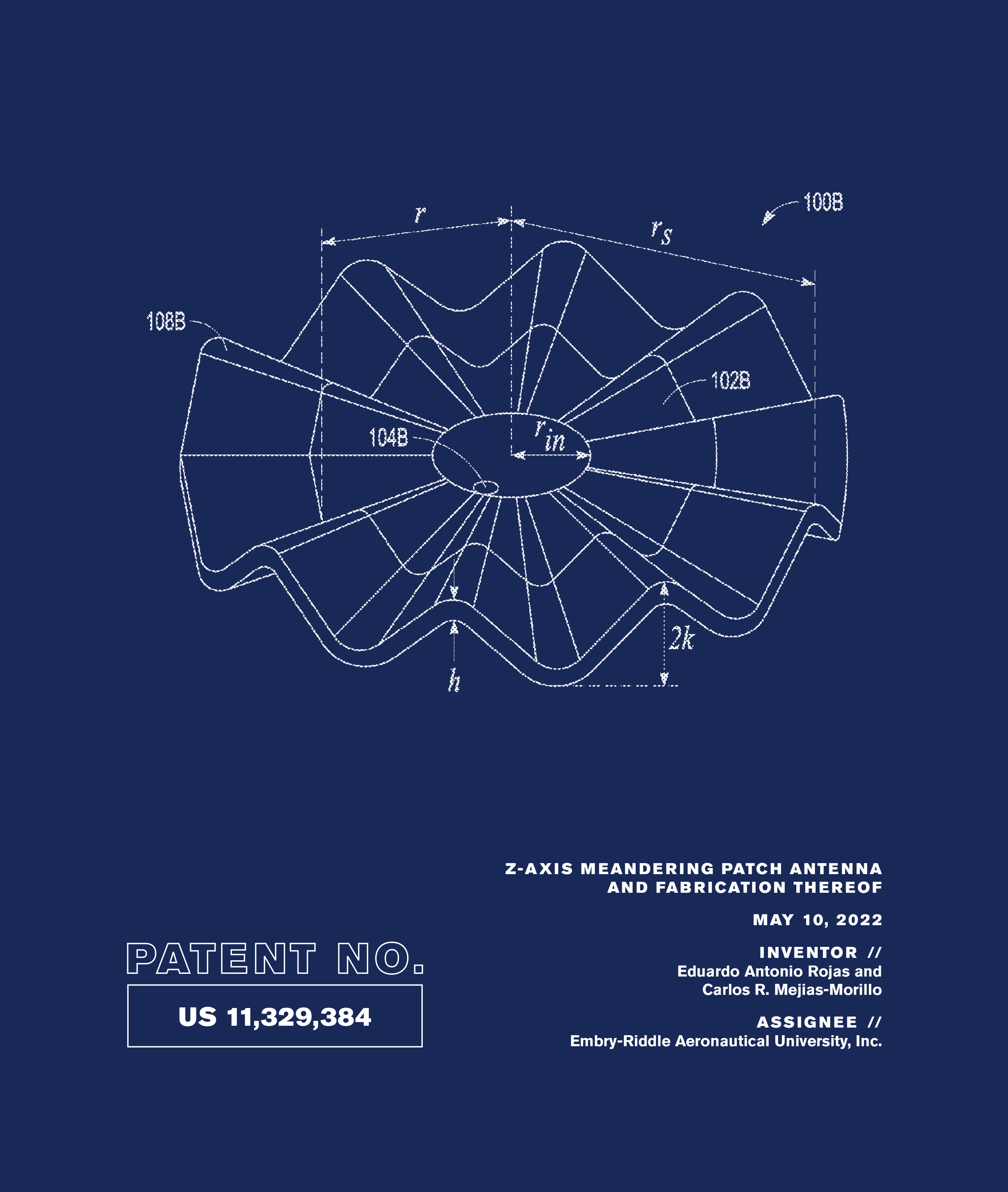 Patent No. US 11,329,384: Z-Axis Meandering Patch Antenna and Fabrication Thereof