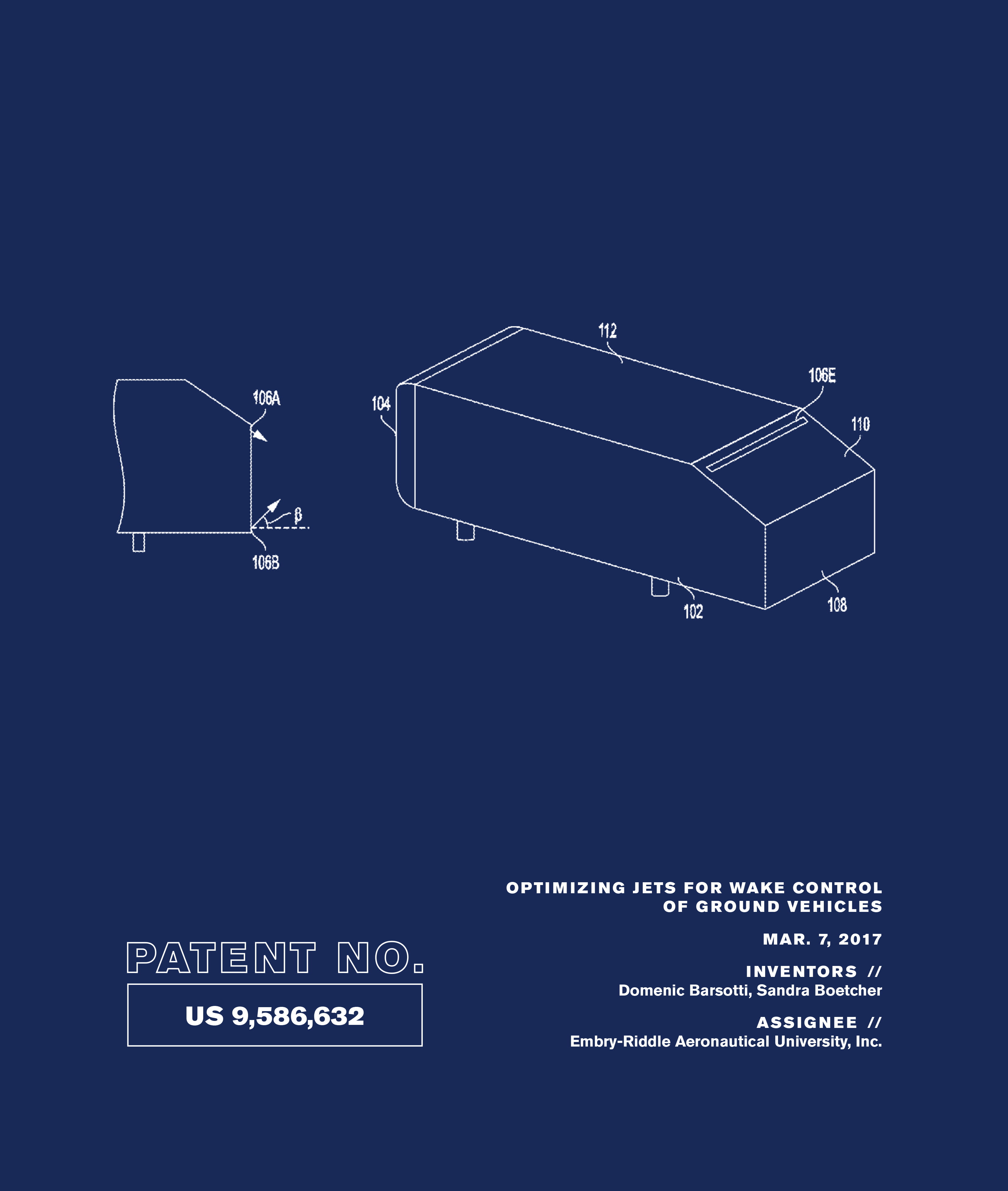 Patent No. US 9,586,632: Optimizing Jets for Wake Control of Ground Vehicles