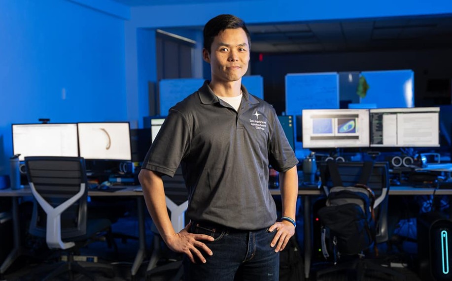 Embry-Riddle student stands for a photo in the lab