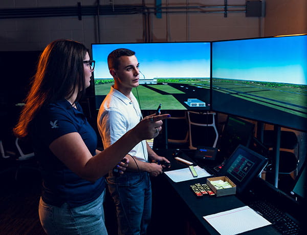 Students in the Air Traffic Control Lab