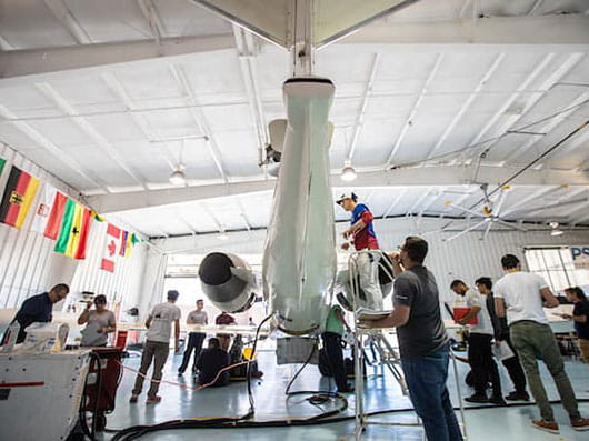 Students in the AMS Hangar and Ramp