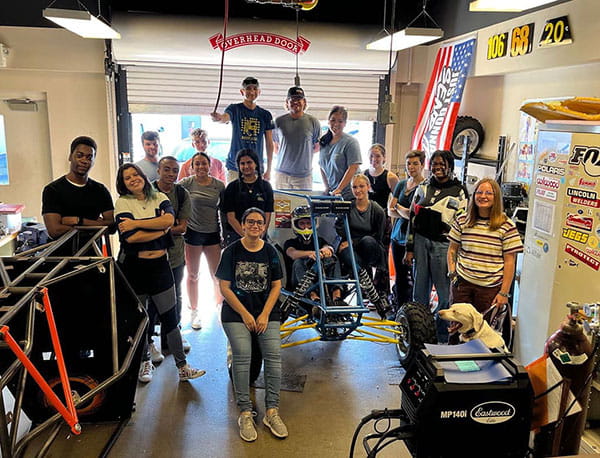 Students in the Baja SAE Lab
