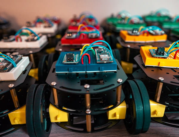 A group of remote control vehicles.