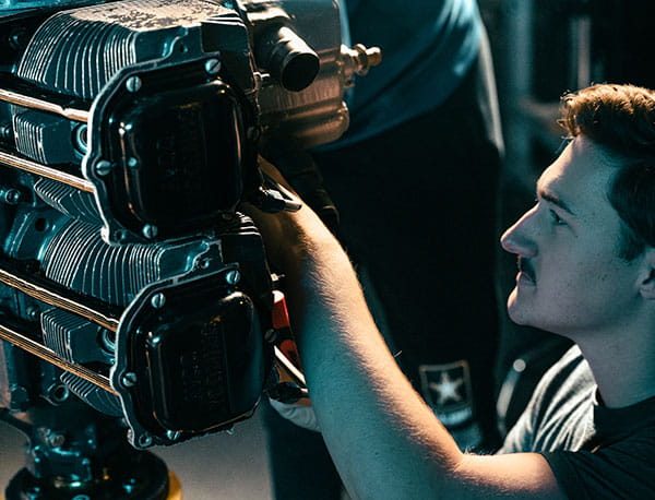 Students in the Chandler Titus Engine Repair Station