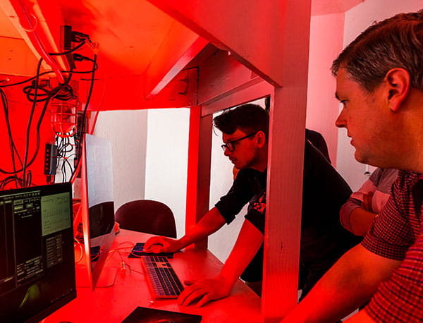 Students take pictures of the sky at the Observatory