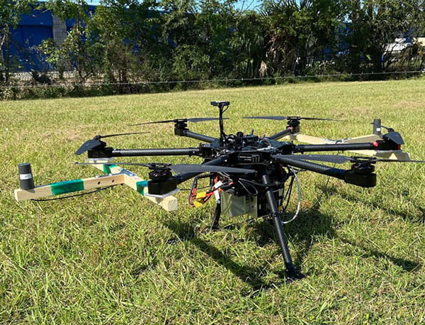 A drone in a field.