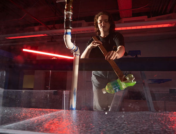 Student in the Wave Lab