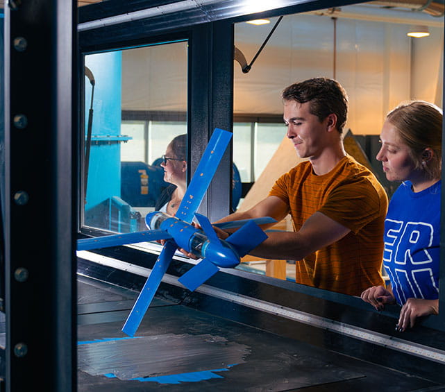 Students in the Wind Tunnel Facility