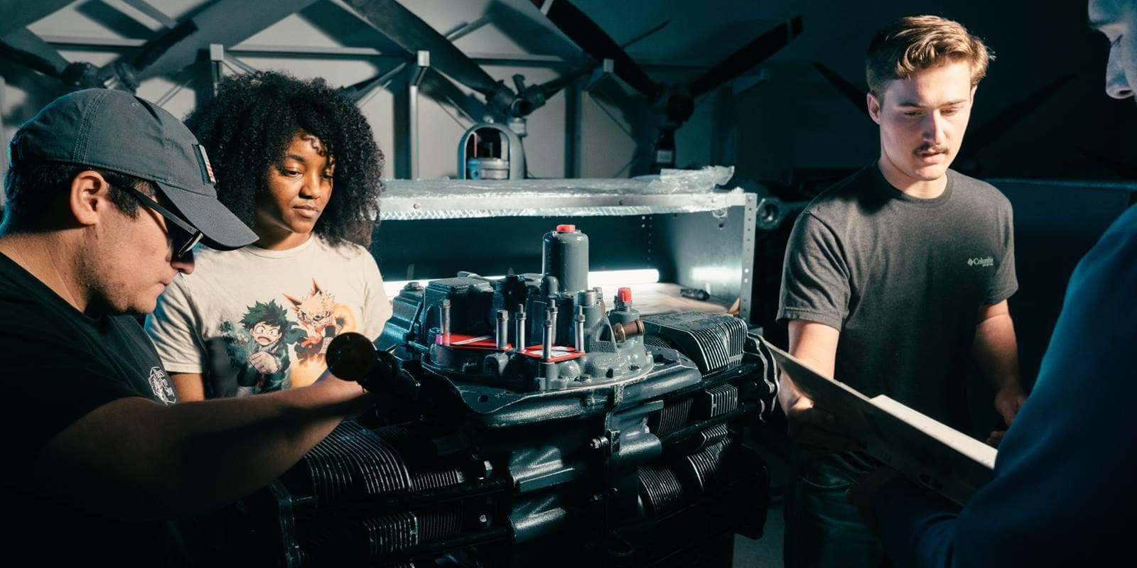 Embry-Riddle Aeronautical University AMS students during lab.