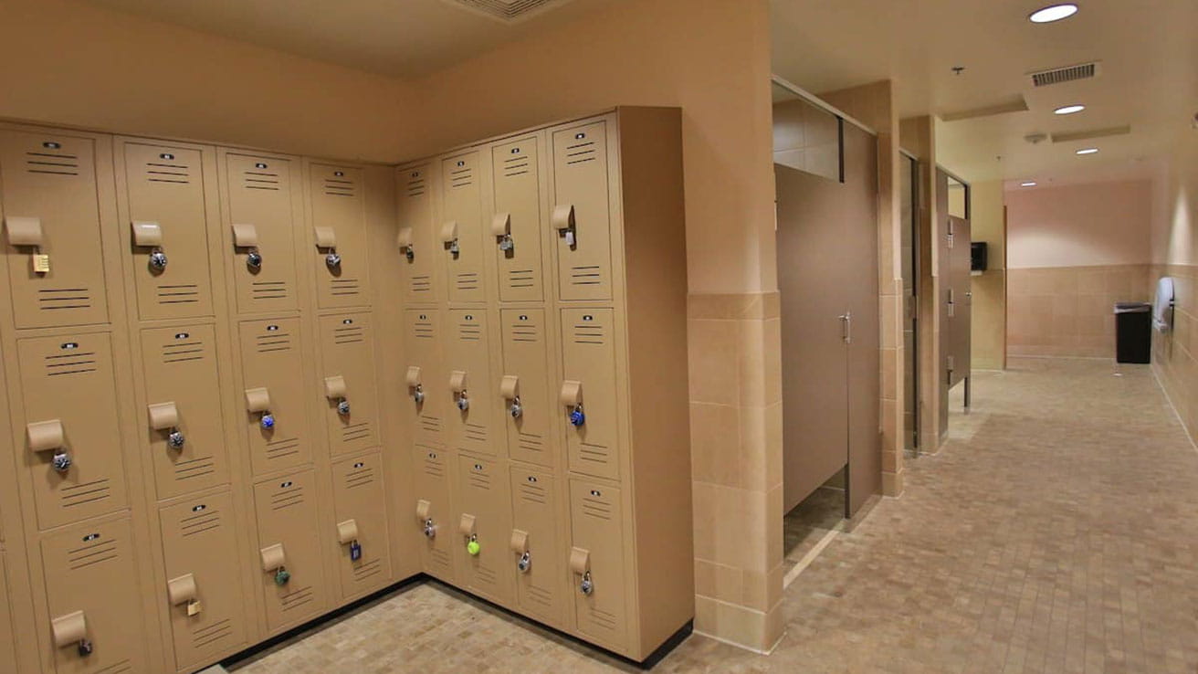 Locker room inside the Prescott Athletics Center