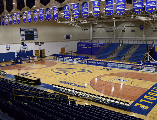 Interior of the basketball court in the ICI Center