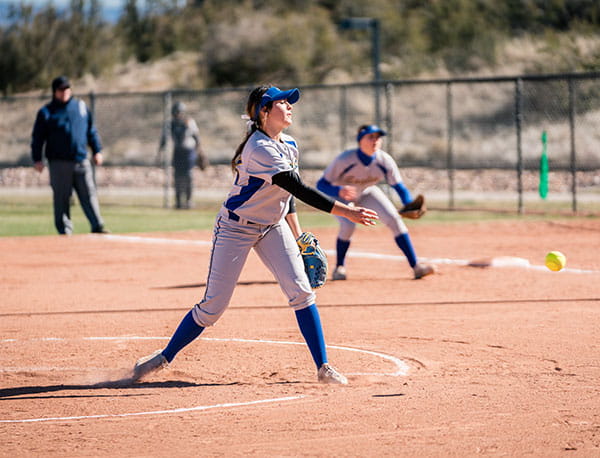 Embry-Riddle students play softball on the Prescott Softball Field