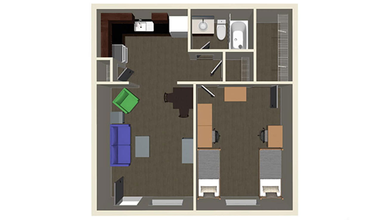 Chaunte Complex 1-Bedroom Floor Plan
