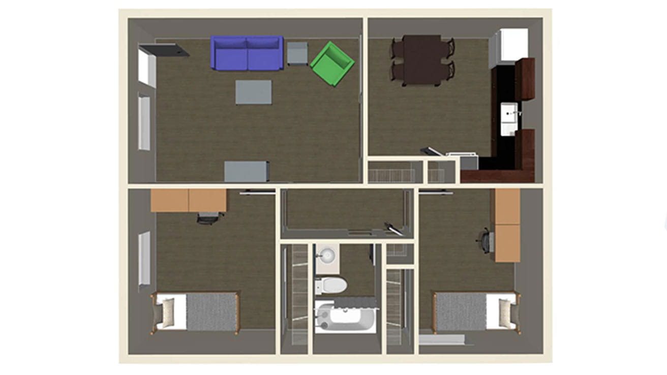 Chaunte Complex 2-Bedroom Floor Plan