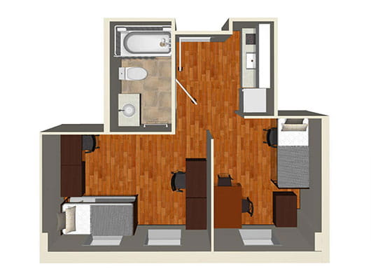 Stimpson Hall 2-Room Floor Plan