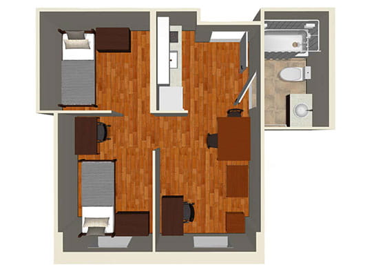 Stimpson Hall 3-Room Floor Plan
