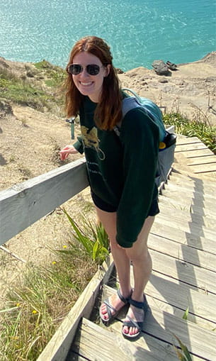 A student at the beach