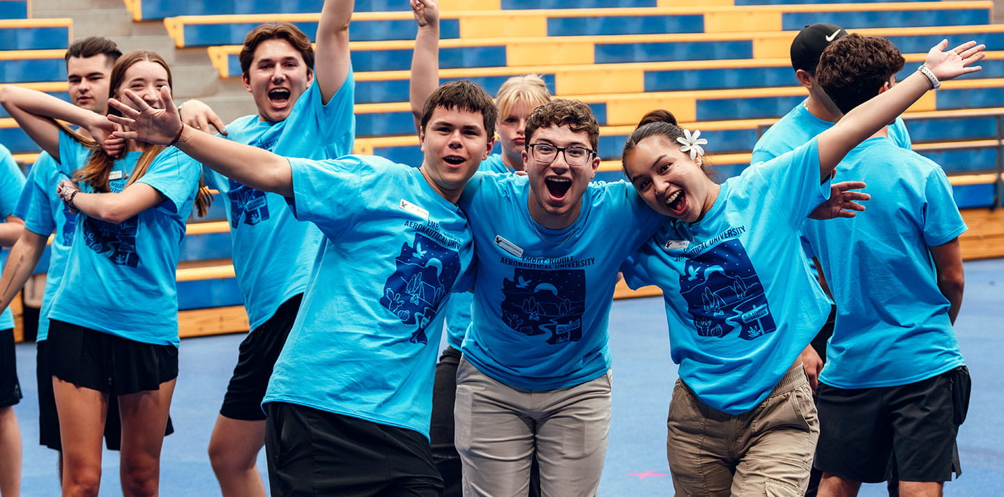 Students hanging out an orientation event