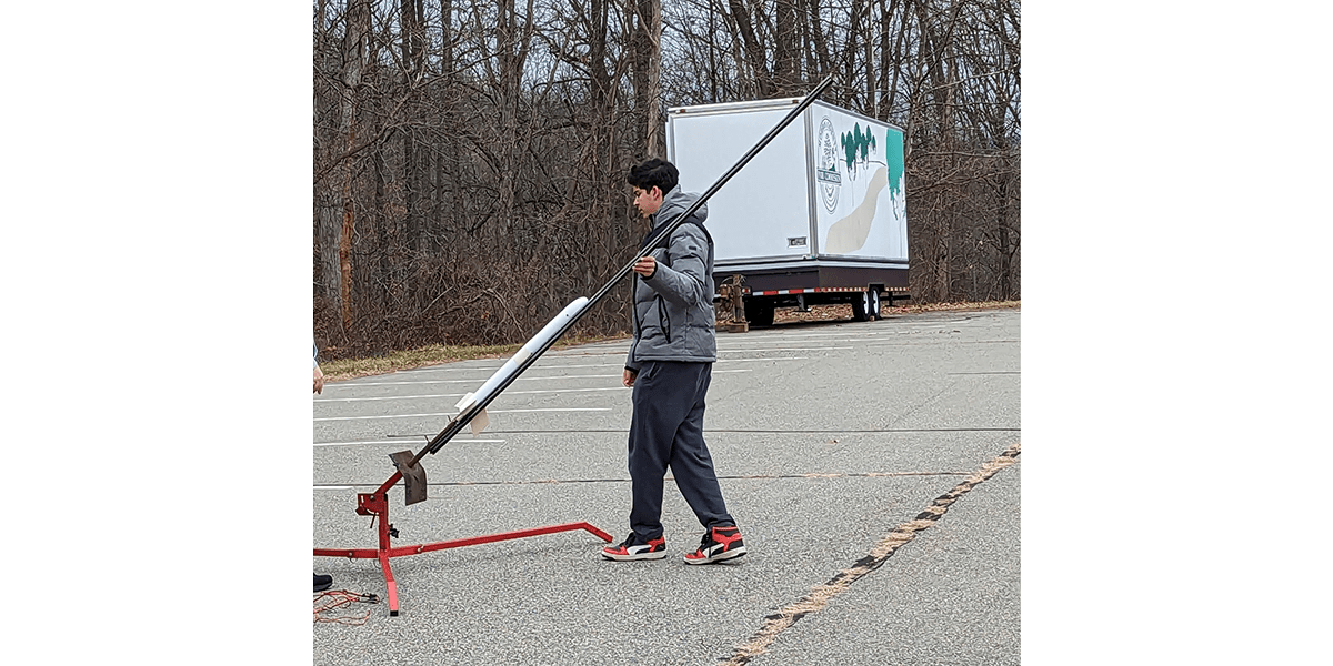 Adam Jain braves the New Jersey cold as he and his team get ready for their next model rocket launch. (Photo: Adam Jain)