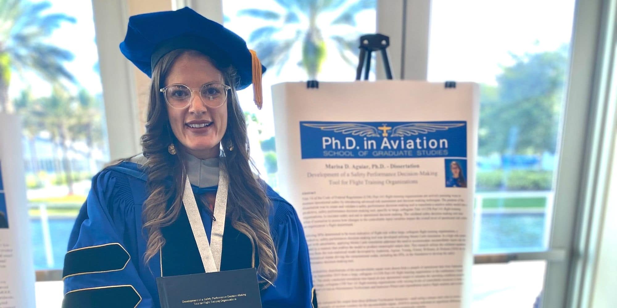 Double alumna Marisa Aguiar recently earned her Ph.D. in Aviation to go along with her M.S. in Aeronautics.