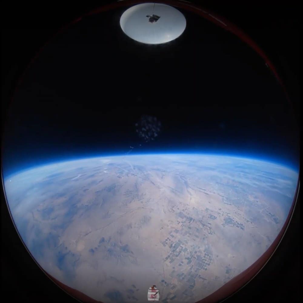 In-flight footage of earth from the upper atmosphere captured by the team’s high-altitude balloon payload. 