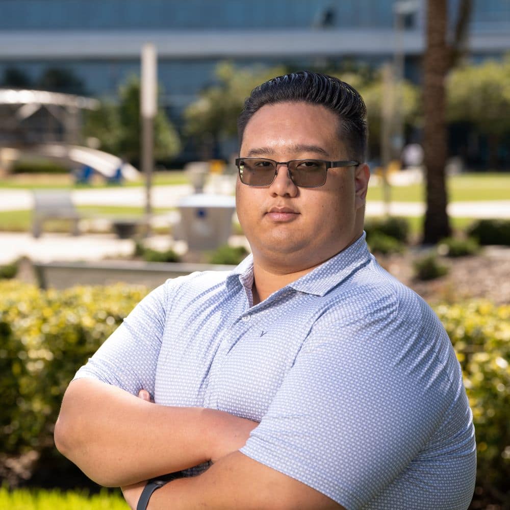 Brandon Dreslin photographed on Embry-Riddle's Daytona Beach, Florida, campus. (Photo: Embry-Riddle / Bill Fredette-Huffman)