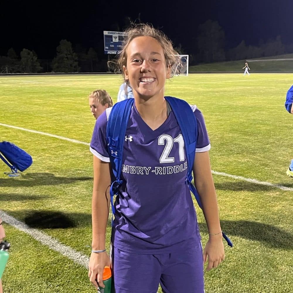 Aubrianne Dupre, No. 21, is all smiles when she’s playing soccer, a sport she first discovered at age 4. (Photo: Aubrianne Dupre)