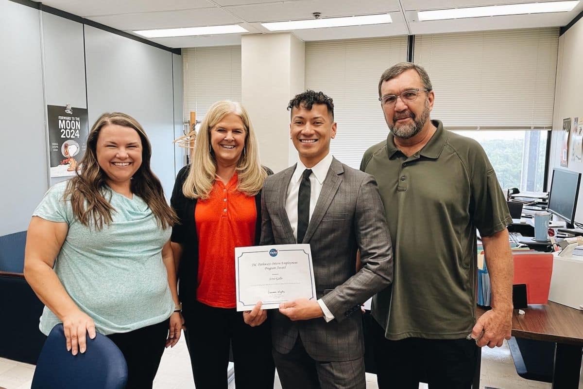 Gallo pictured with senior management earned Johnson Space Centers Pathways Special Achievement Award amongst his peers. (Photo: Jetro Gallo)
