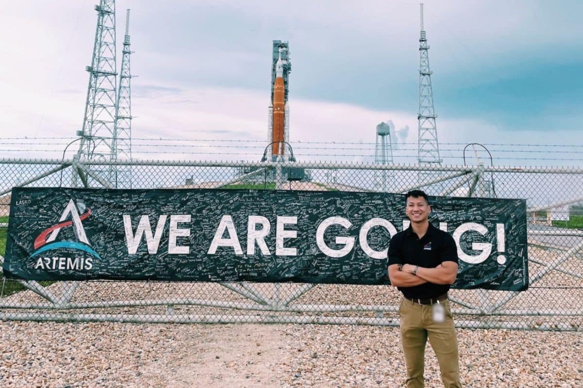 Gallo aboard Kennedy Space Center’s Launch Complex 39-B to view the Space Launch System. (Photo: Jetro Gallo)