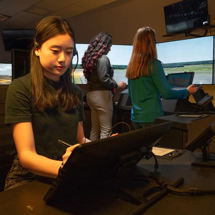 Students practicing in Embry-Riddle's air traffic control simulation laboratory. (Photo: Embry-Riddle)