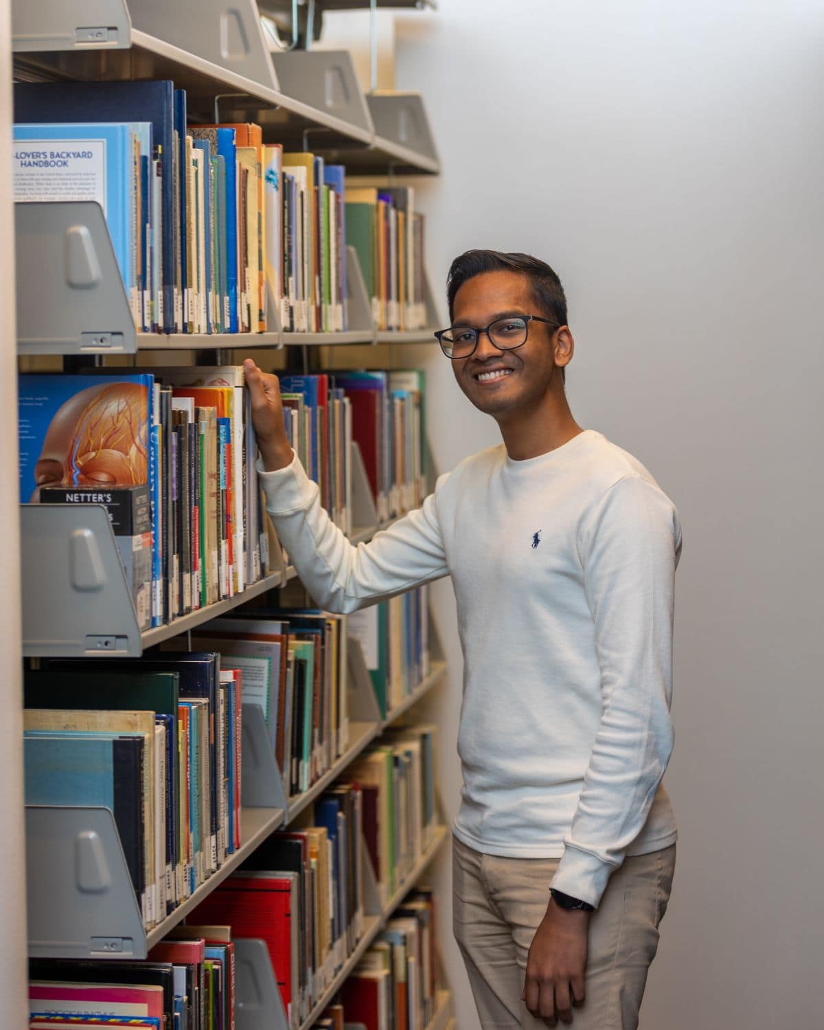 Dylan Kowlessar at work in the Hunt Library. (Photo: The Avion)