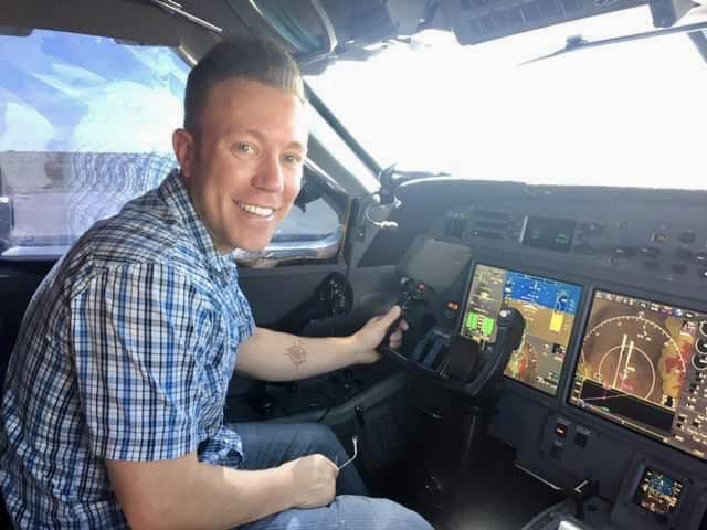 Matthew Henkel, shown here on an aircraft flight deck preparing to depart, is grateful for the education and opportunities offered at Embry-Riddle.